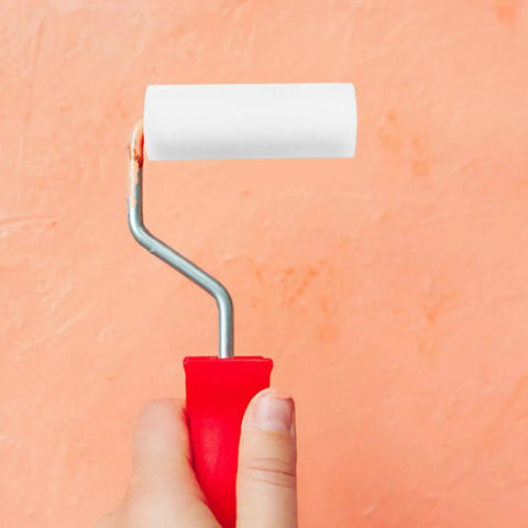 Pro Level Sponge Paint Rollers For Wall Texturing And Drywall Finishing Deliver Seamless Even Coverage with red grip and white sleeve.