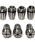 Premium 7Pc ER11 Spring Collet Chuck Set With Self Release Tool Holder For Milling And Grinding Machines Including High Grade Steel Bits Ranging 1 To 7 Mm, set of collets.