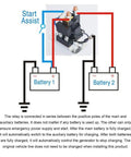 Badass 24V 500A High Current Relay Double Battery Isolator Brass Coil Auto Start Contactor wiring diagram for ATV forklift use.