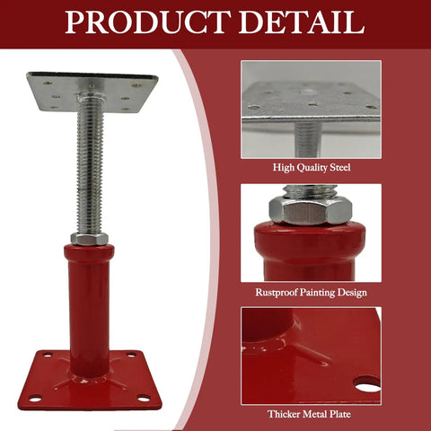 Heavy Duty Floor Jacks Adjustable Screw Post Basement Support Poles For House Foundation Leveling showing rustproof steel construction and details.