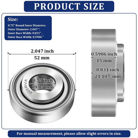 Hella Durable Agricultural Insert Ball Bearing 205Rva with dimensions of 0.75 inch inner diameter and 2.047 inch outer diameter.