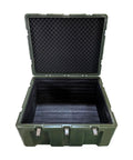 Rotomolded Heavy Duty Industrial Tool Storage Box Waterproof And Stackable Shockproof Tough As Nails Hard Transport Case For Construction Workshop And Field Equipment Transit With Retractable Pull Rod And Quiet Rolling Wheels For Effortless Pulling, open case with foam interior
