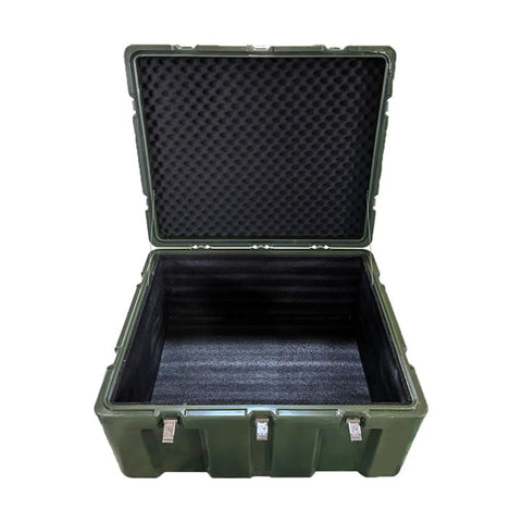 Rotomolded Heavy Duty Industrial Tool Storage Box Waterproof And Stackable Shockproof Tough As Nails Hard Transport Case For Construction Workshop And Field Equipment Transit With Retractable Pull Rod And Quiet Rolling Wheels For Effortless Pulling, open case with foam interior