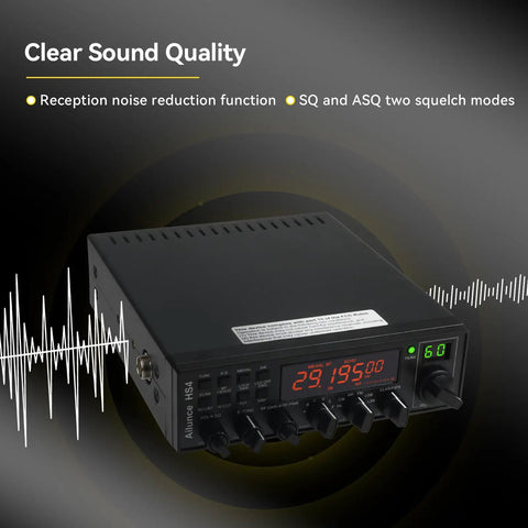 Long Range 10 Meter Ham Radio Base Station Transceiver with noise reduction feature, digital display, and control knobs
