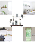 Industrial Pipe Shelf Brackets Set Of 6 Black Malleable Iron For DIY Floating Shelves Rustic Industrial Hardware in various room settings