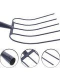 Heavy Duty Stainless Steel Hand Fork For Gardening And Farming, with durable dark blue iron build, ideal for yard work.