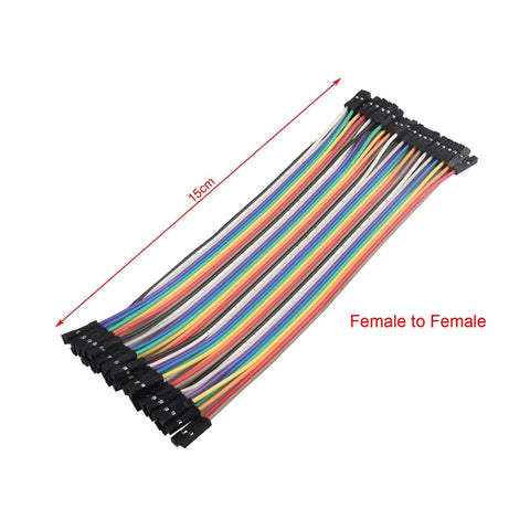 120-Piece Multicolor DuPont Jumper Wires Kit for Breadboards, Female to Female, 15 Cm display.