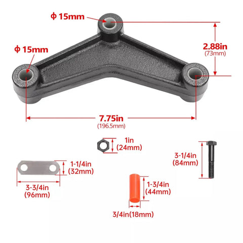 Beefed Up Heavy Duty Tandem Axle Trailer Suspension Shackle Kit parts and measurements for double eye springs installation