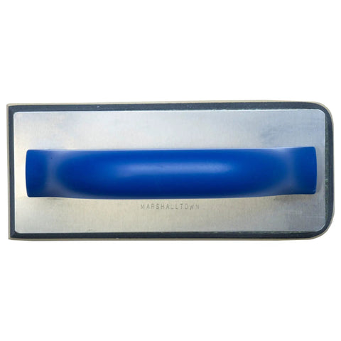 Top view of Gum Rubber Grout Float With Pure Gum Rubber Pad 9x4 Inch Aluminum Backing Plate Plastic Handle Pro Grade Build Smooth Beveled Edges