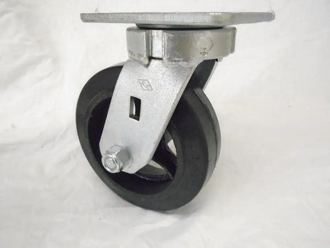 Tough As Nails 6 Inch Rubber Rollers With Steel Hub Kingpinless Casters, single swivel unit for heavy duty carts.
