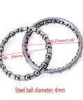 4 Pack Bike Headset Caged Ball Bearings for 29mm Inner Diameter Frames, showing steel bearings with 4mm balls and dimensions.