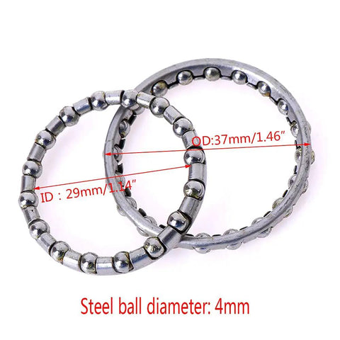 4 Pack Bike Headset Caged Ball Bearings for 29mm Inner Diameter Frames, showing steel bearings with 4mm balls and dimensions.