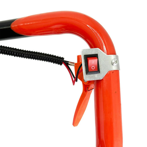 Close-up of the on/off switch on the Beefy Gas Powered Post Hole Digger Earth Auger With 62cc 1.9HP 2 Stroke Engine.