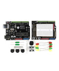 UNO R3 board with breadboard and components from All In One Beginner Electronics Kit With UNO R3 Board For Arduino IDE Learners 83 Labeled Components 12 Step By Step Tutorials Frustration Free STEM Starter For College And Makers