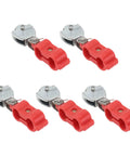Five Piece Heavy Duty Steel Wire Rope Pulley Bundle with red semi plastic sheaves for smooth industrial hoisting.