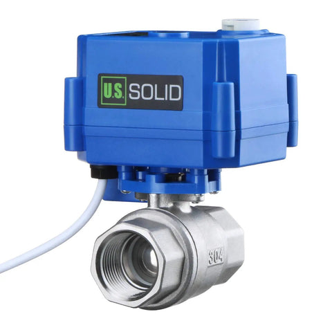 Motorized Three Quarters Inch Ball Valve Full Port NSF Certified 304 Stainless Steel With Manual Function front view