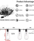 Diagram of 25 Ft Outdoor Edison Bulb String Lights With ST35 Style Bulbs Plus Two Extra Bulbs UL Listed For Indoor And Outdoor Decor