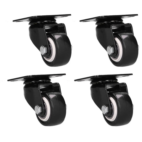 Jauarta Caster Wheel, Heavy Duty 40mm Diameter, set of four black wheels with metal plate for versatile applications.