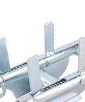 Close-up of Job Site Ready Cable Threading Aid For Electricians Heavy Duty Steel Wire Pulling Pulley with anti-slip grip.