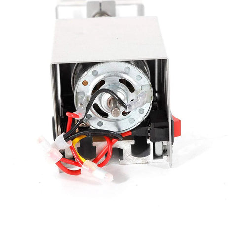 Front view of BACHIN mini wood lathe motor assembly with metal housing and wiring