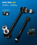 10-piece automotive suspension kit with front lower ball joints, control arms, sway bar links, and tie rod ends; black metal parts on blue background