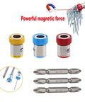 Three Piece Magnetic Screw Ring Clamp Set With Screws, showing powerful magnetic force and attachment to 1/4 inch hex shanks