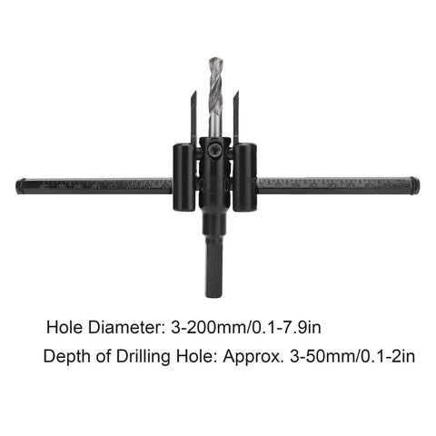 Awesome Adjustable Hole Cutter Saw Kit Made From Rock Solid Alloy Steel That Works Flawlessly On Wood And Drywall For 30 To 200mm Diameter Cuts With Built In Scale Marks For Super Precise Adjustments Every Single Time, adjustable hole cutter with scale marks, 3-200mm