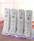 4 In 1 Game Controller Charging Station With Four Rechargeable Battery Packs And USB Cable, Multi Port Dock in use on desk