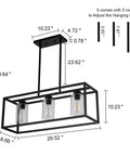 Dimensions and design of Farmhouse Kitchen Island Pendant Lighting Fixture With Clear Glass Shades, 3-Light Dope Modern Contemporary Chandelier