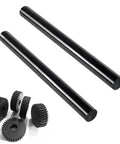 2-Pack POM-C Acetal Copolymer Round Rods Three-Quarters Inch Diameter, 10 Inch Length, Go-To High-Strength Engineering Plastic For Gears Bearings And Bushings, Non-Marring Fixture Material, Low Friction Wear-Resistant, Opaque White And Black, black rods with gears