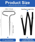 Heavy Duty Ice Shelter Tie Down Kit With Two Beefy Grip Self Tapping Anchors And Two Cam Straps For Ice Fishing Tents.