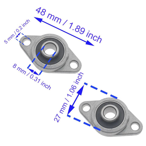 4 Pack Pillow Block Flange Bearing KFL08 Self Aligning Zinc Alloy Mounted Flange Bearing With 8 mm Inner Diameter Built For Heavy Duty Construction Gear And Home Appliances, 48 mm x 27 mm