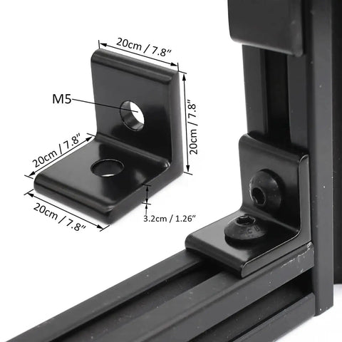 Check Out These 10 pcs Of Heavy Duty Aluminum Extrusion Profiles And Corner Brackets That Are Super Durable And Perfect For Any Wild Project or Cool Build. Black corner bracket with measurements 20cm x 20cm.