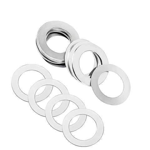 M8 Stainless Flat Washers 8mm ID X 14mm OD X 0.2mm Thick Ultra Thin Spacers, 50 Pcs, 304 Stainless Steel, Corrosion Resistant Hardware for DIY Projects, stacked