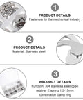 All In One Retaining Ring Kit With Stainless Steel External Snap Rings In E Shape 400 Piece Assortment For Automotive Machinery And DIY Projects Durable Metal Clips For Quick Secure Fastening And Easy Installation, stainless steel 400-piece E-ring assortment