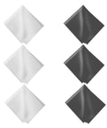 Microfiber cleaning cloths, 6-pack, 6x7 in, white and dark gray, lint-free lens and screen cleaner