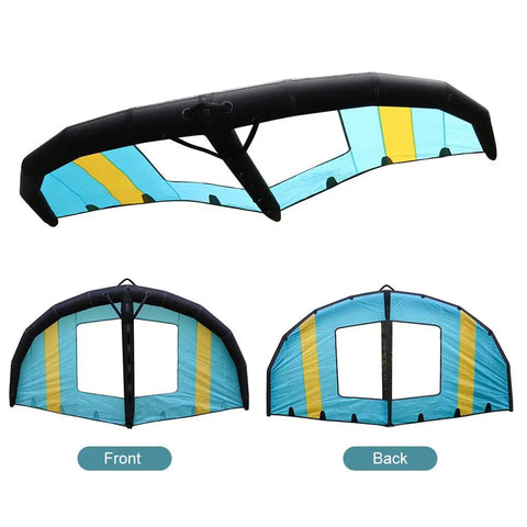 Lightweight Inflatable Windsurfing Wing 5 Sqm With Clear Window For Windsurfing Kiteboarding Surfing And Stand Up Paddleboarding Ergonomic Handheld Foil Kite For Easy Rides And All Water Sports, front and back view