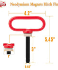 Heavy Duty Magnetic Hitch Pin With Ultra Strong Neodymium Magnet for easy tow attachments, red, dimensions 4.2x5.45 inches