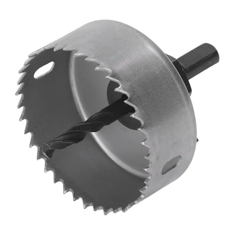 A Solid 5Pc Hole Saw Kit For Woodworkers Pros And DIYers Alike Featuring Giant 2-5 Inch Alloy Cutters With Sharp Drill Bits For Gypsum Board Plastic And Thin Metal Sheets Are Ready To Rock In Any Garage Or Workshop Job Site Today. 2-5 inch hole saw with drill bit