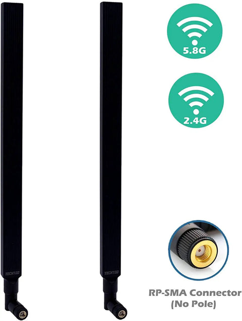 Dual Band 9 dBi WiFi Antenna 2.4GHz 5.8GHz RP-SMA 2 Pack for Router AP Security Cam USB WiFi Card Adapter PCI PCIe Cards Range Extender
