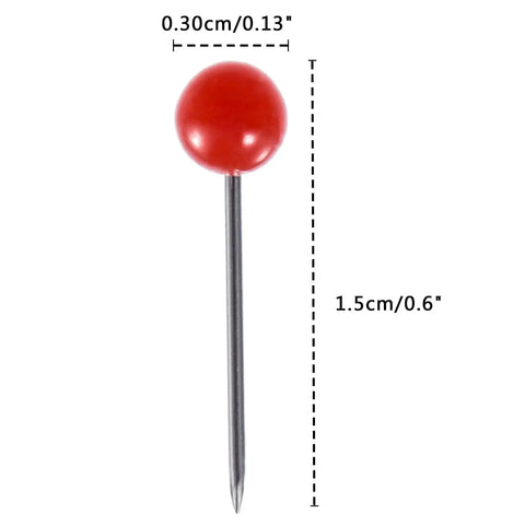 Top Shelf Office Upgrade Supercharge Your Daily Workflow With This Assorted 300 Piece Map Tack Set Featuring Smooth Plastic Bead Tops And Stainless Steel Wires. Single red map push pin with plastic bead cap and stainless steel pin.