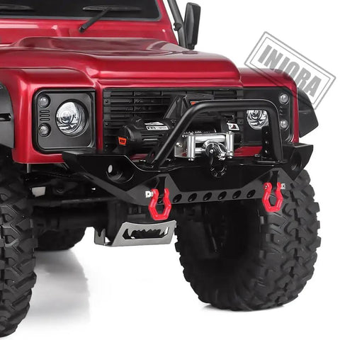 Beefy Metal Automatic Winch With Wireless Remote Controller For 1:10 Scale RC Crawlers Fits Axial SCX10 90046 TRX4 Redcat Heavy Duty Tow Winch With Realistic Scale Look And Easy Wireless Control, front bumper view