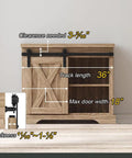 Image of cabinet with 3 Ft Barn Door Track Kit For Cabinets And Closets, Single Door Fits 15 To 18 In, showing I Shape Hanger Hardware System.