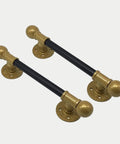 Rugged Rustic Industrial Cast Iron Door Handle Kit 42cm Long Multipurpose Barn Door Hardware, vintage style gold and black handles