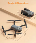 4K UHD GPS Drone With Auto Return And Beginner Mode For Easy Flying dimensions with folded and unfolded views.
