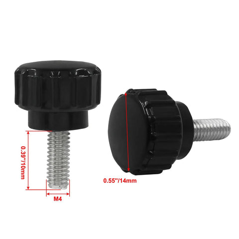 Heavy Duty Black Knurled Thumb Screw M4 X 10mm Threaded Hardware Fastener 10 Pack with galvanized steel for easy grip.