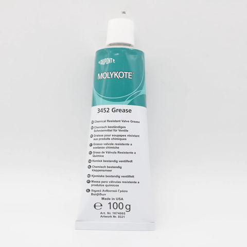 Heavy Duty White Valve Lubricant Grease 3452, 100g Tube, Chemical Resistant Fluorosilicone PTFE Thickened For Valves