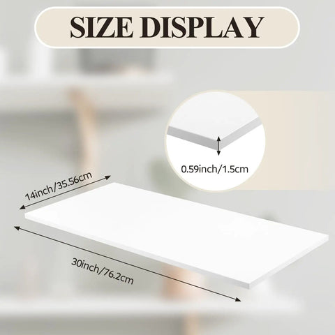 White Floating Wood Shelves Two Pack 30 By 14 Inch Wall Mounted Storage Display Shelves Five Eighth Inch Thick Space Saving