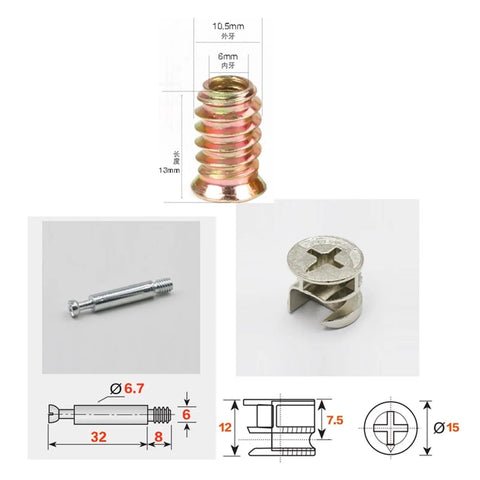 Rock Solid M6 Cabinet Screws Heavy Duty 3 In 1 Furniture Connectors No Sweat Assembly Hardware For Kitchens And Cabinets 50 Pack, detailed metal fasteners.