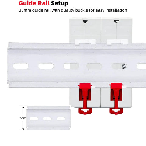 Rock Solid 2 Pole 100 Amp 500V Dc Miniature Circuit Breaker With Din Rail Mount For Solar Pv Systems Featuring Thermal Magnetic Trip and heavy-duty guide rail for easy installation.